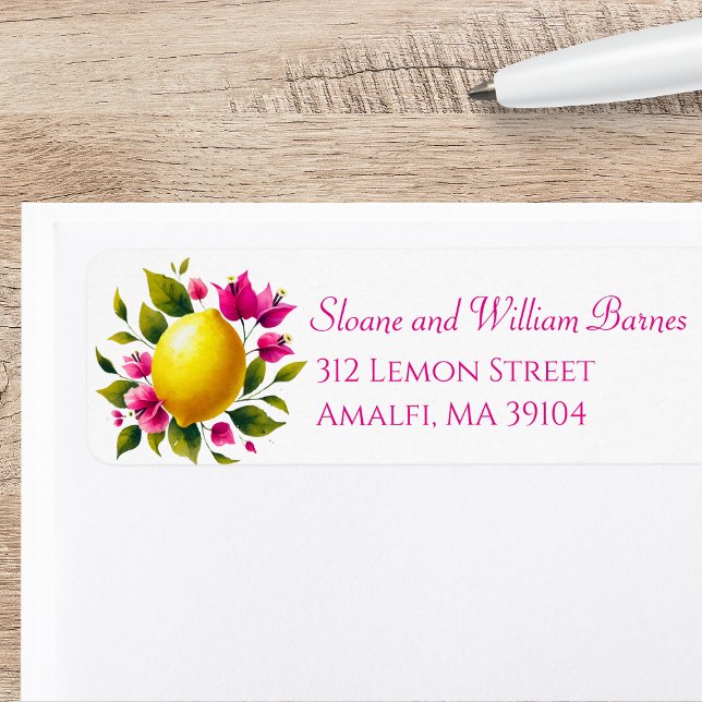 Lemon Citrus Pink Floral Summer Return Address Label (Creator Uploaded)