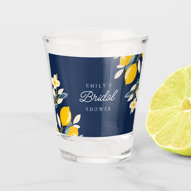 Lemon Citrus Positano Bridal Shower Shot Glass (Front)