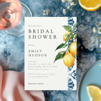 Lemon Citrus Positano Italian Bridal Shower Invitation
