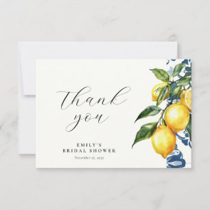 Lemon Citrus Positano Italian Bridal Shower Thank You Card