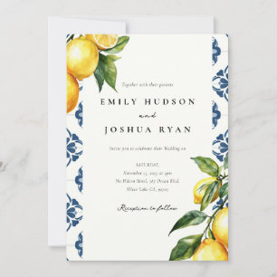 Lemon Citrus Positano Italian Wedding Invitation