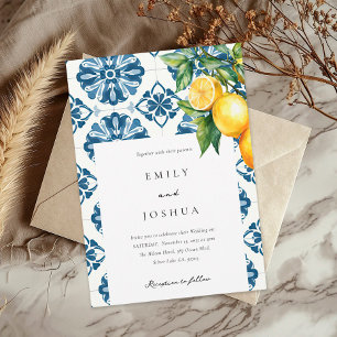 Lemon Citrus Positano Italian Wedding Invitation