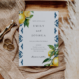 Lemon Citrus Positano Italian Wedding Invitation