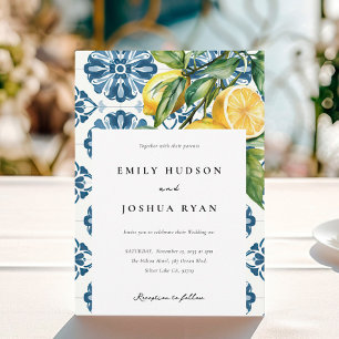 Lemon Citrus Positano Italian Wedding Invitation