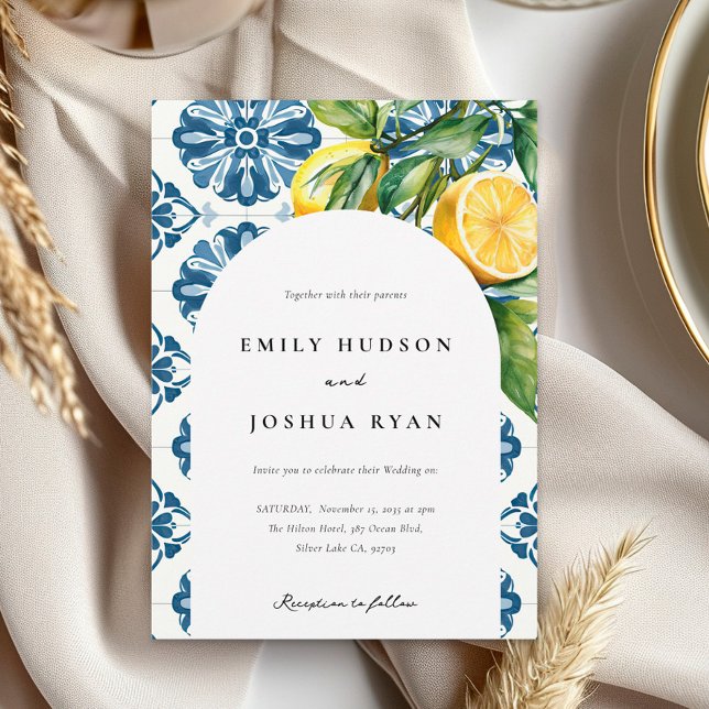 Lemon Citrus Positano Italian Wedding Invitation (Creator Uploaded)