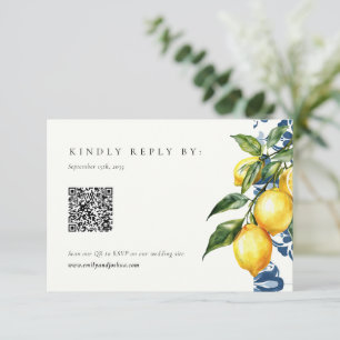 Lemon Citrus Positano Italian Wedding QR Code RSVP