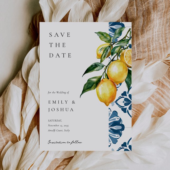 Lemon Citrus Positano Italian Wedding Save The Date (Creator Uploaded)