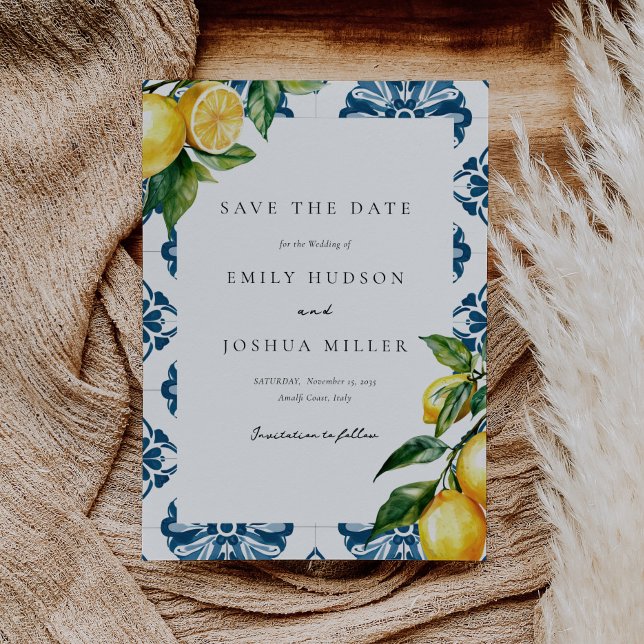 Lemon Citrus Positano Italian Wedding Save The Date (Creator Uploaded)
