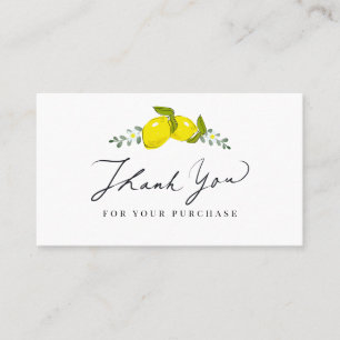 Lemon Citrus Script Thank You Business Card