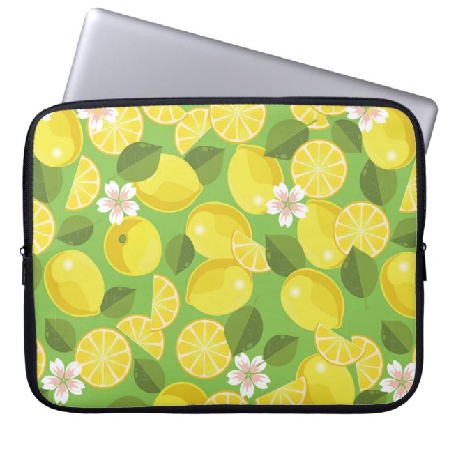 Lemon citrus seamless pattern background laptop sleeve (Front)