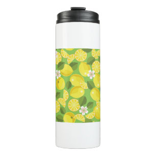 Lemon citrus seamless pattern background thermal tumbler