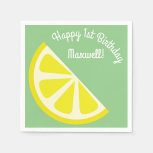 Lemon Citrus Slice Cute 1st Birthday Party Napkin