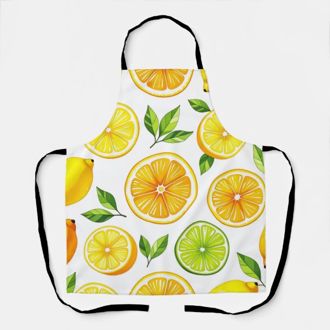 Lemon Citrus Slice Pattern Apron (Front)