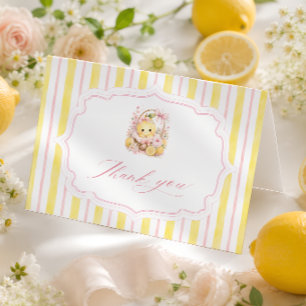 Lemon Citrus Stripes Girl Baby Shower Thank You Card