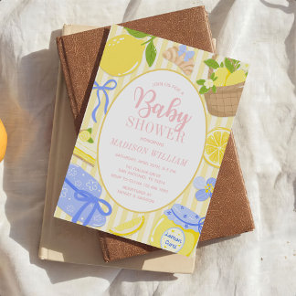 Lemon Citrus Summer Baby Girl Shower Invitation