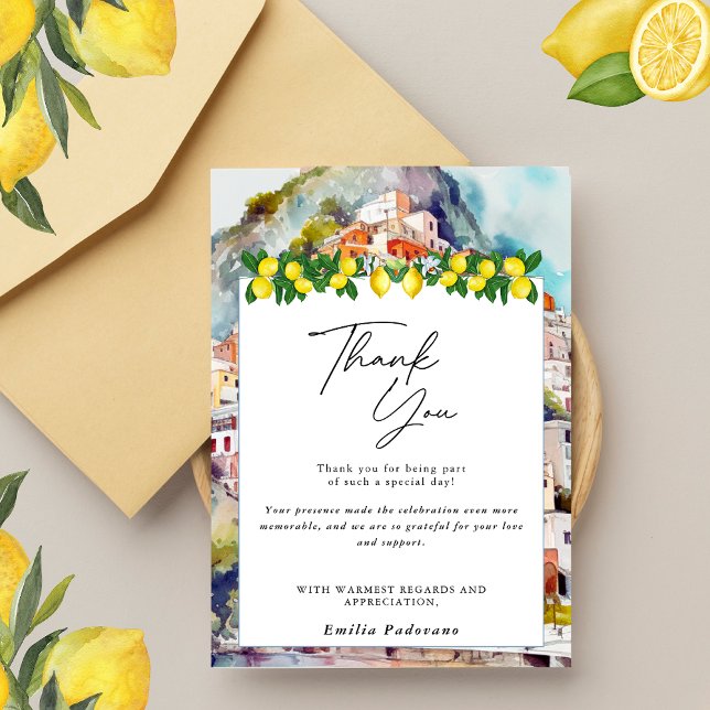Lemon Citrus Summer Italian Bridal Shower  Thank You Card (Creator Uploaded)