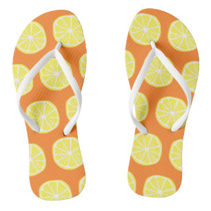 Lemon Citrus Summer Tropical Fruit Yellow Orange Thongs