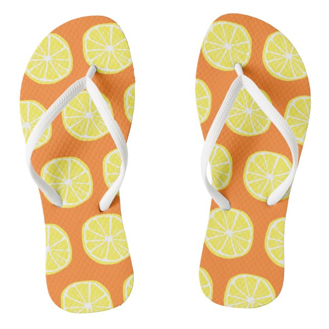 Lemon Citrus Summer Tropical Fruit Yellow Orange Thongs (Footbed)