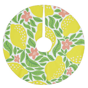 Lemon Citrus Summer Vintage Pattern Brushed Polyester Tree Skirt