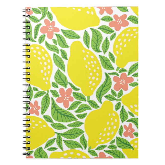 Lemon Citrus Summer Vintage Pattern Notebook (Front)