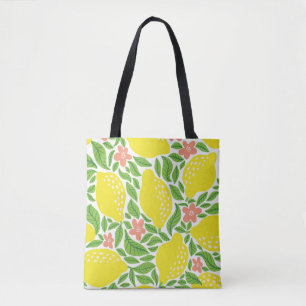 Lemon Citrus Summer Vintage Pattern Tote Bag