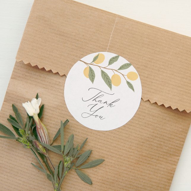 Lemon Citrus Thank You Classic Round Sticker (Creator Uploaded)