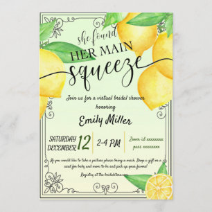 Lemon citrus virtual bridal shower invitation