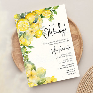 Lemon Citrus Watercolor Baby Shower Invitation