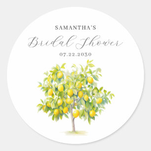 Lemon Citrus Watercolor Bridal Shower Classic Round Sticker