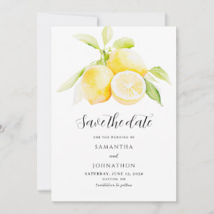 Lemon Citrus Watercolor Wedding Save The Date