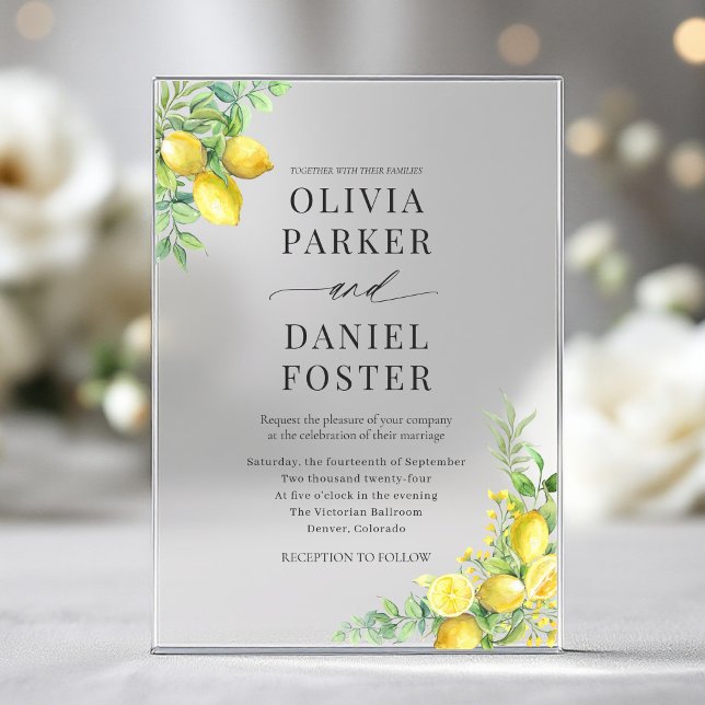 Lemon Citrus Wedding Acrylic Invitations (Creator Uploaded)