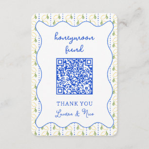 Lemon Citrus Wedding Honeymoon Fund QR Code Enclosure Card