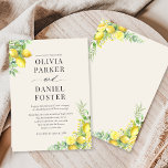 Lemon Citrus Wedding Invitation<br><div class="desc">Invite your guests with timeless elegance using this lemon citrus wedding invitation. Soft watercolor lemons and lush green foliage accent a warm linen background, creating a refined yet joyful design perfect for garden, destination, or summer weddings. Minimalist typography keeps the couple’s names and event details crisp and balanced for a...</div>