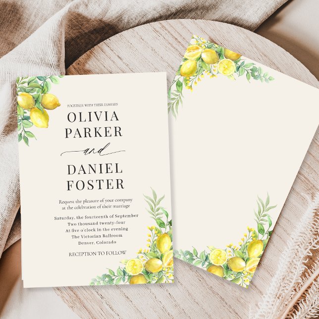 Lemon Citrus Wedding Invitation (Creator Uploaded)