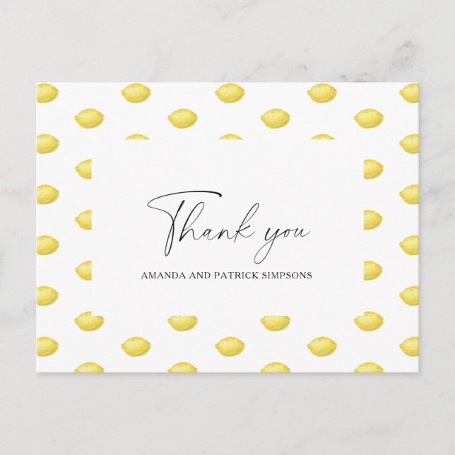 Lemon Citrus - Wedding Thank You Card (Front)