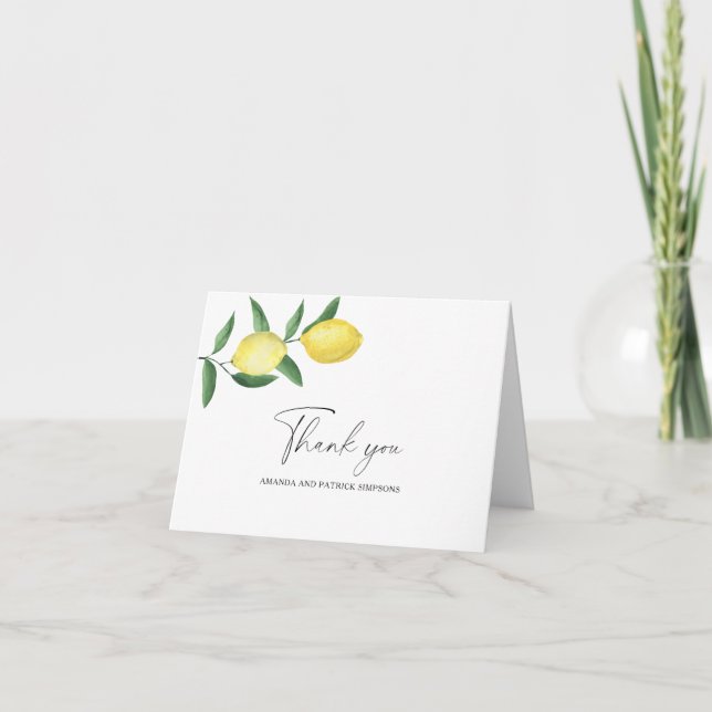 Lemon Citrus - Wedding Thank You Card (Front)