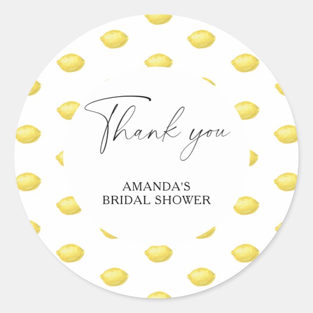 Lemon Citrus - Wedding Thank You Classic Round Sticker (Front)
