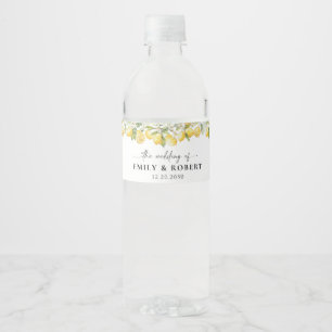 Lemon Citrus Wedding Water Bottle Label