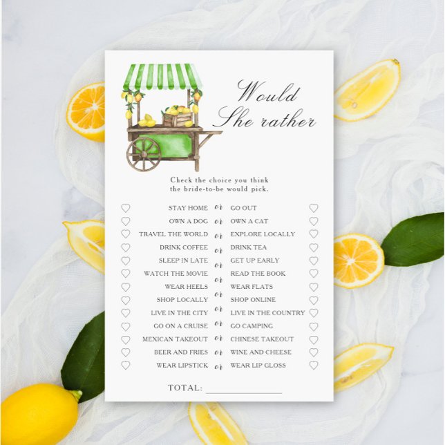 Lemon Citrus - Would she rather bridal shower game (Creator Uploaded)