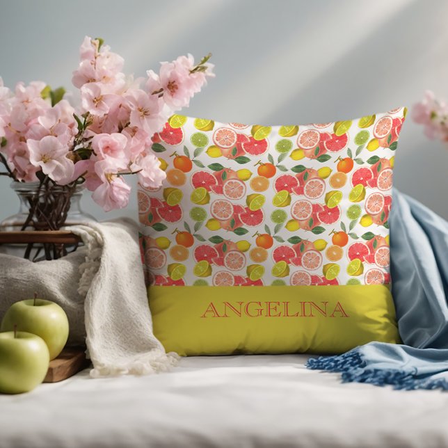 Lemon citrus yellow Pattern  Cushion (Creator Uploaded)