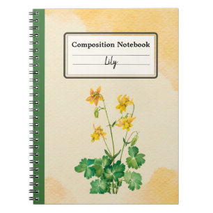 Lemon Columbine Flower Personalised Composition Notebook