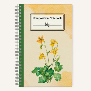 Lemon Columbine Flower Personalised Composition Notebook