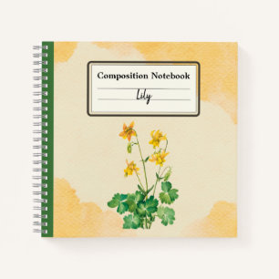Lemon Columbine Flower Personalised Composition Notebook