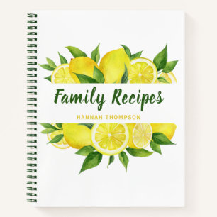 Lemon Cookbook Organising Favourite Family Recipes Notebook