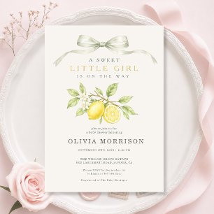 Lemon Coquette Bow Baby Shower Invitation