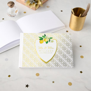 Lemon Crest Mediterranean Tiles Tuscan Wedding Guest Book