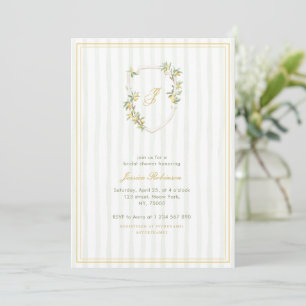Lemon Crest Monogram Elegant Italian Bridal Shower Invitation