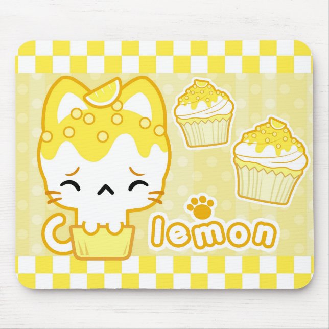 Lemon Cupcake Kitty Mousepad (Front)