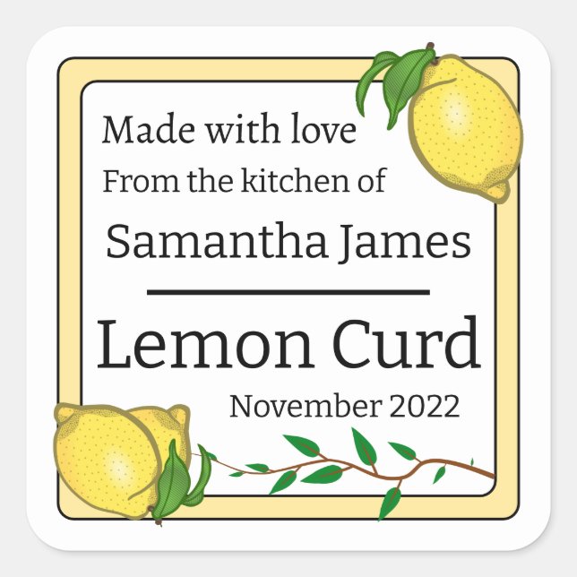 Lemon Curd Handmade Food Square Sticker (Front)