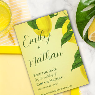 Lemon Cute Bright Yellow Beautiful Citrus Wedding Save The Date